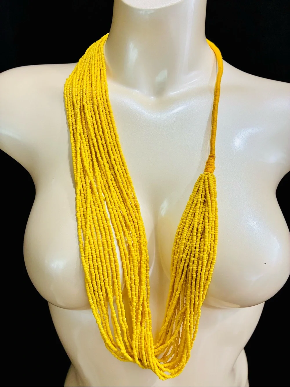 Bright Yellow Multi-Strand Beaded Necklace - Contemporary Women’s Jewelry